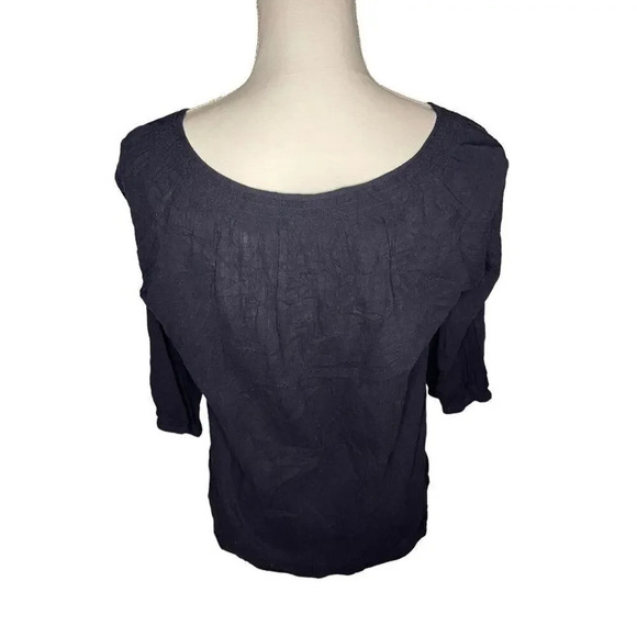 New York & Company Women’s Navy Medium Button Up Blouse With Front Tie - Picture 4 of 4